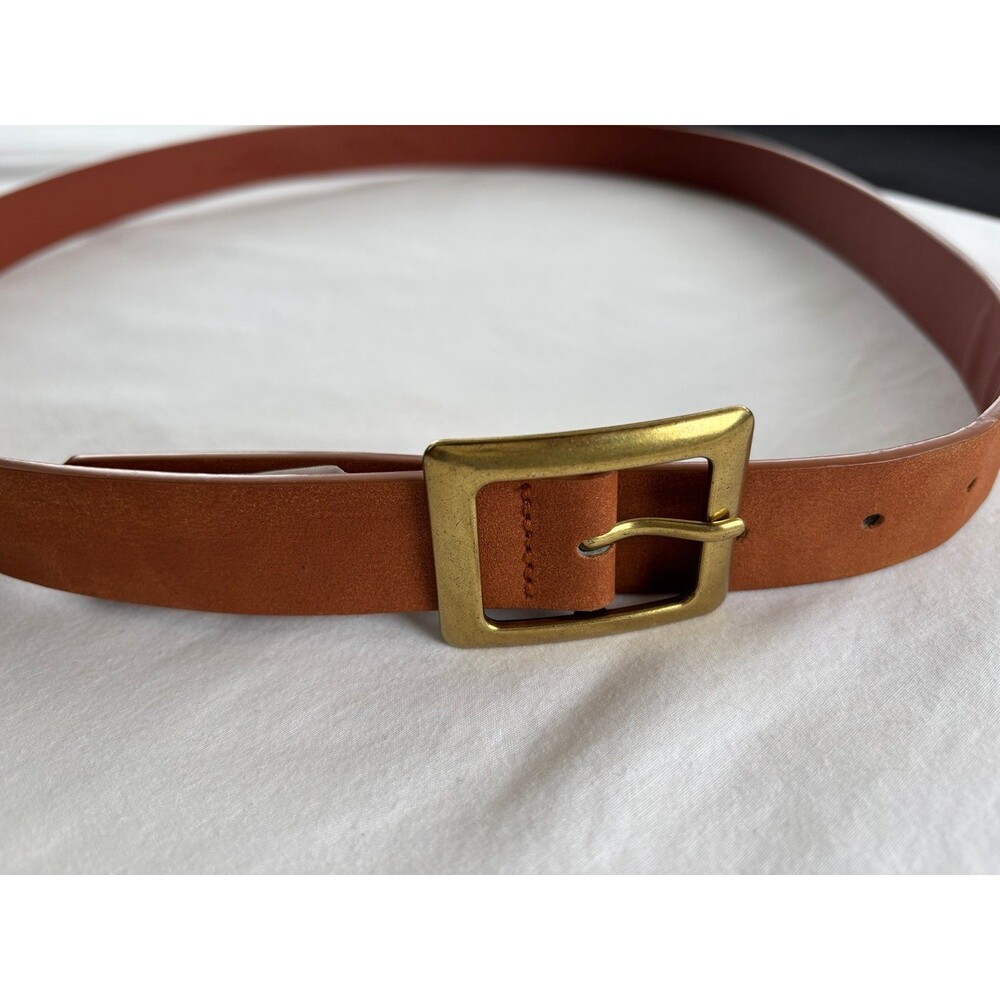 Classic Leather Belt with Gold Buckle